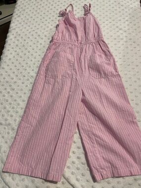 Good Lad Pink Striped Girls' One-Piece Jumpsuit with Pockets